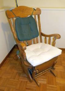 Heavy Quality made Amish glider rocker with foot rest