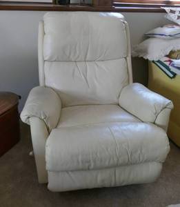 White leather recliner