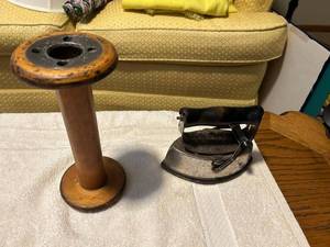 Vintage iron and thread spool