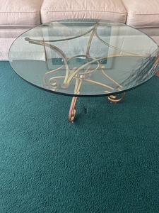 Round Glass top coffee table 38 inch diameter
