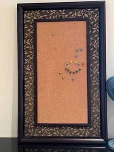 lot 24 image: Framed Bulletin Board and Decorative Jar