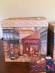 lot 47 image: Decorative Pair of Boxes, Tape Dispenser & Staple Remover