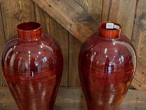 lot 53 image: 2 Matching Decorative Floor Vases