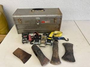 lot 229 image: Craftsman Tool Box, Axe Ends & Tie Downs