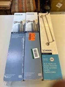lot 289 image: 3 - 24 Double Towel Bars - Brushed Nickel