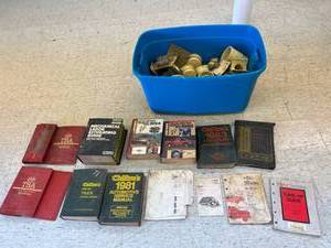 lot 305 image: Tote of Plumbing Supplies & Chilton Manuals