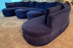 lot 1 image: Lovely and Luxurious Eggplant Colored Sectional Sofa  Couch with Two Ottomans