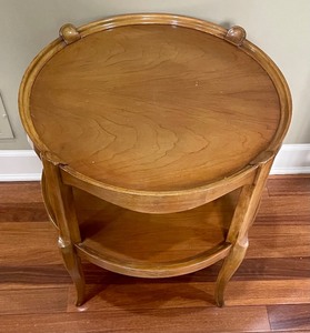 lot 118 image: Vintage Round Wooden Two Tiered Table