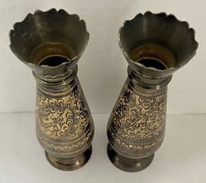 lot 180 image: Vintage Etched Brass Vases