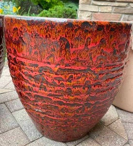 lot 228 image: Two Ceramic Pottery Planters with Plastic Inserts