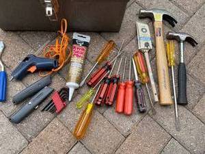 lot 233 image: Tuff Box Tool Box with Tools and Assorted Hardware