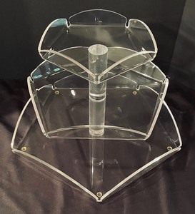 lot 301 image: Vintage Three Tiered Lucite Serving Tray