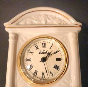lot 316 image: Unique Belleek Mantel Clock