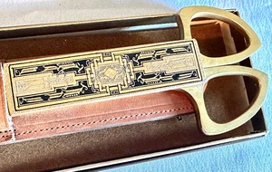 lot 335 image: Vintage German S. Salm Art Deco Pattern Scissors and Letter Opener Set
