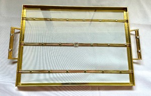lot 15A image: Vintage Gucci Metal and Glass Serving Tray