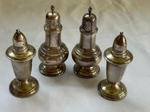 lot 128 image: Two Sets of Sterling Silver Salt and Pepper Shakers