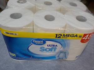 12 Mega Rolls 2 Ply Great Value Toi...