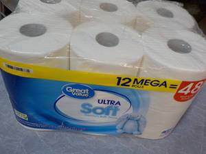12 Mega Rolls 2 Ply Great Value Toi...