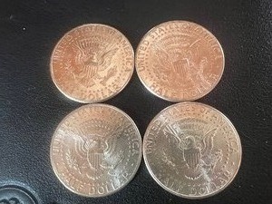 lot 1 image: LOT OF 4 NIFC KENNEDY HALF DOLLARS