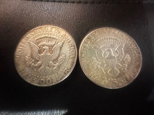 lot 13 image: LOT OF 2 1964 KENNEDY HALF DOLLARS 90% SILVER