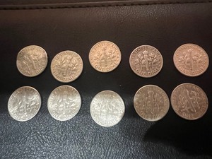 lot 17 image: LOT OF 10 1960S ROOSEVELT DIMES 90%SILVER