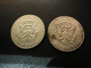 lot 37 image: LOT OF 2 1969D KENNEDY HALF DOLLARS