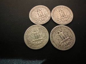 lot 35 image: LOT OF 4 SILVER QUARTERS FROM 1940S
