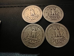 lot 43 image: LOT OF 4 SILVER QUARTERS FROM 1940S