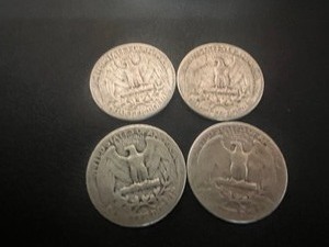 lot 49 image: LOT OF 4 SILVER QUARTERS FROM 1940S