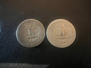 lot 60 image: LOT OF 2 SILVER QUARTERS FROM 1930S