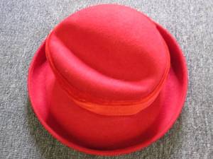 red wool hat...