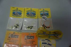 lot 108 image: Assorted Fishing Hooks, Jigs, Bobber Stops and Stringer