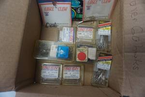 lot 138 image: Large Lot of Assorted Eagle Claw Hooks and Stren Fishing Line