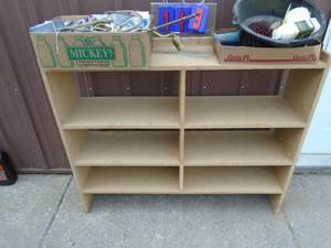 lot 119 image: Wood shelf. 40w x 48h x 12d. As shown.