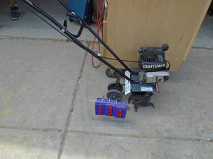 lot 134 image: Craftsman mini tiller. Tested & works. As shown. Bought bigger one.