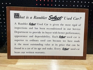 lot 48 image: Rambler Select Used Cars Sign