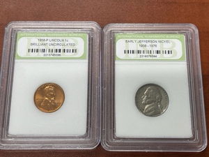 1958-P Lincoln BU Cent and Jefferson Nickel