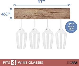 lot 10 image: Ilyapa 2 Pack Rustic Shelf with Wine Glass Storage