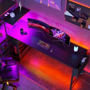 lot 23 image: Bestier Gaming Desk with Shelves