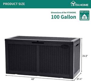 lot 44 image: Yitahome 100 Gallon Large Deck Box with Storage Net