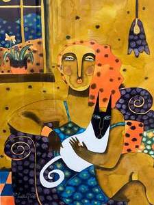 Original Signed Guache  Hortensia Bueno