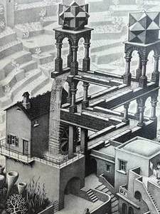 M.C. Escher Print  The Waterfall