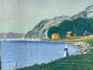 Vintage Original Signed Art of Sweedish Coastline