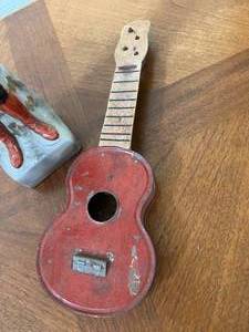Barton Distillery Mounted Police Decanter and Metal guitar