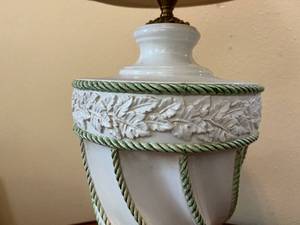 Unique White Lamp with Green Accent