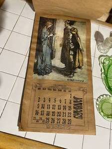 Vintage Lot Crock, Insulator, Depression Glass Platter, Calendar