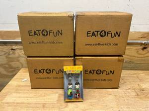 lot 89 image: EAT 4 FUN Lot of 4 Cases of- Kids Fork and Spoon Sets (12 sets per case)
