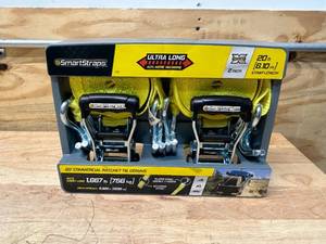 lot 58 image: SMARTSTRAPS 20 Commercial Ratchet Tie Downs- 2 Pack