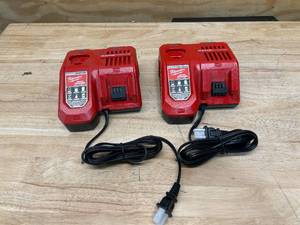 lot 117 image: MILWAUKEE Lot of 2- M12 and M18 12-Volt18-Volt Lithium-Ion Multi-Voltage Rapid Battery Chargers