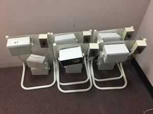 lot 51 image: Lot of 11 Speakers, 15 watts, with Power & Volume Control and Metal Stands